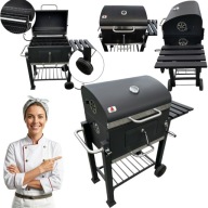 GRILL WĘGLOWY OGRODOWY PRZENOŚNY ŻELIWNY RUSZT DUŻY NA KÓŁKACH Z POKRYWĄ