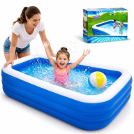 DUŻY BASEN OGRODOWY DMUCHANY PROSTOKĄTNY RODZINNY WAKACJE LATO 305x183 cm