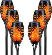 LQWELL Lampy Solarne Ogród 6szt 12 LED Efekt Migoczącego Płomienia