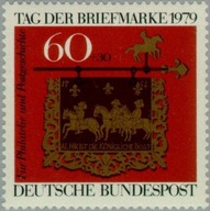 Niemcy 1979 Znaczek 1023 ** poczta szyld konie trąbka listonosz