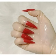 Lateksowe rękawiczki z doklejonymi paznokciami tipsami cosplay latex gloves