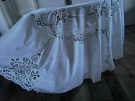 Obrus okrągły _ koronki brukselskie _ bawełna _ NOWY