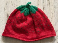 Czapka Czapeczka ręcznie robiona truskawka 1-2 latka 50 100% bawełna