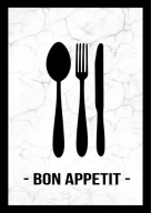 A2 PLAKAT OBRAZ DO KUCHNI JADALNI RESTAURACJI BON APPETIT SZTUĆCE