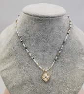 58555 Celebrytka złota stal chirurgiczna rozetka koraliki