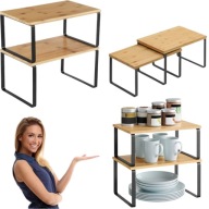 PÓŁKA BAMBUSOWA KUCHENNA ORGANIZER NA PRZYPRAWY STOJAK BLAT LOFT KOMPLET