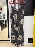 2 Sukienka Phase Eight popiel kwiaty beż cekiny jedwab duża 2XL