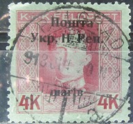 Austria stary znaczek z nadrukiem Ukraina Zak. (2/25