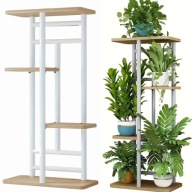 KWIETNIK METALOWY 4-POZIOMOWY STOJAK NA DONICZKI KWIATY DREWNO PIĘKNY BIAŁY