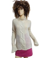 MUSTANS lekki SWETER z wełną warkocz 38/40