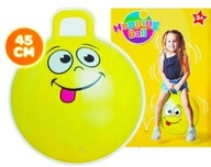 PIŁKA DO SKAKANIA GUMOWA REHABILITACYJNA Z UCHWYTEM ŻÓŁTA 45 cm