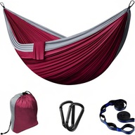 Hamak na zewnątrz 2 osoby kempingowy podróżny nylonowy 300x200 czerwony