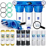 ZESTAW FILTR DO WODY WSTĘPNY NA CAŁY DOM 3 STOPNIOWY RUR ZMIĘKCZACZ FILTRY