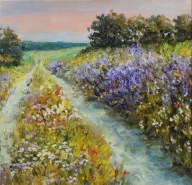 Droga " obraz olejny na płótnie 30x30cm , oryginał Garncarek Al,,,