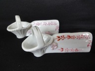 ozdoba stołu porcelanowe wizytowniki z koszyczkami 2 szt , vtg