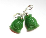 Zielony jadeit i srebro, kolczyki - sakiewki