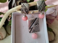 Naturalny koral komplet ze srebra próby 925