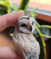 Płomykówka Naszyjnik sowa rękodzieło żywica epoxydowa boho rzeźba handmade