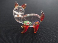 Piękny szklany kotek, ręczna robota 4cm (A117)