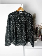 Czarna koszula MSCH Copenhagen XS kwiaty retro bufiaste rękawy boho vintage