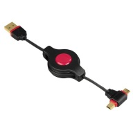 Kabel USB Hama 2w1 Mini/Micro 0,75 m pozłacany rozciągany zwijany na rolce