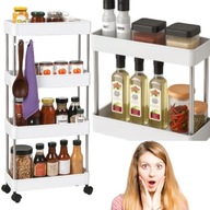 Półka Łazienkowa Stojąca Biała Mobilna Na Kółkach 4 Poziomy Biała Mobilna