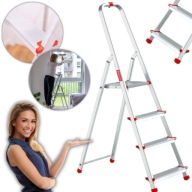 DRABINA ALUMINIOWA SKŁADANA DOMOWA 4 STOPNIOWA 2,75M ANTYPOŚLIZGOWA 125KG