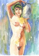 =Obraz=AKT =akwarela=kobieta=Joanna MAŁOSZCZYK