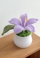 Kwiatek w doniczce – Lilia na szydełku – Walentynki Fioletowy