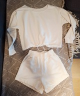 komplet kremowy dresowy z krótkimi spodenkami polski producent roz.S