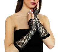 Długie rękawiczki siatkowe kabaretki rock punk steam goth czarne R010