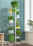 KWIETNIK METALOWY STOJĄCY BIAŁY STOJAK NA ROŚLINY KWIATY REGAŁ 8 POZIOMOWY