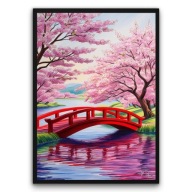 Plakat z ramą 50x70cm Czerwony Most Zen Japonia Ogród Natura Relaks Prezent