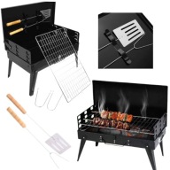 GRILL WĘGLOWY OGRODOWY TURYSTYCZNY SKŁADANY WALIZKA PRZENOŚNY BBQ AKCESORIA