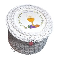 Pamiątka | Pudełko ze sznurka| Prezent I Komunia Święta I Dziergane