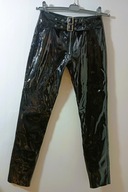 HARD LEATHER STUFF czarne lakierowane lateksowe spodnie skórzane 28/S