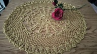 Obrus serwetka szydełkowe rękodzieło serweta okrągłe cacko złota śr62