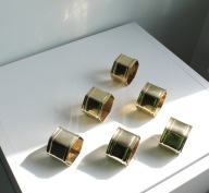 OBRĄCZKI NA SERWETKI SERWETNIKI MOSIADZ POLEROWANY DUŻE SZEŚCIOKĄTNE 6 SZT.