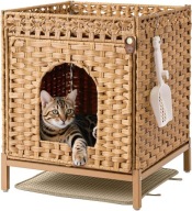 Szafka Dla Kota Klippehop Rattanowa Domek Kuweta 52x47x48,5cm Kojec Buda