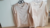 BLUZKA Z SERCEM 5% angora !! ecru __ + bluzka beżowa boho 36/38