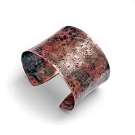 Bransoleta z miedzi 6cm szer. Ręczna robota, kuta.