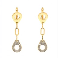 35095 Kolczyki stal chirurgiczna 316L pozłacane 18k kajdanki z cyrkoniami