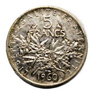 Moneta Srebrna Francja 5 Franków 1960 Typ Siewczyni
