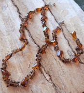 Naszyjnik bransoletka akryl kolor bursztynowy koniakowy ciekawy vintage