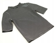 H & M crop top prążkowany paski t-shirt baby tee stójka półgolf golfik