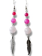 KRAG09 Kolczyki kamienie KWARC RÓŻOWY AGAT dlugie