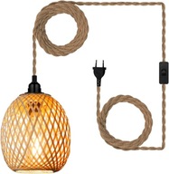 Lampa wisząca, rattanowa, w stylu BOHO, VINTAGE, 20x16,5cm naturalna