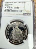200 zł Kazimierz I Odnowiciel półpostać 1980 NGC PF 70 MAX NOTA IDEAŁ RAR