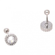 65290 Kolczyki srebrna stal chirurgiczna piercing kryształki