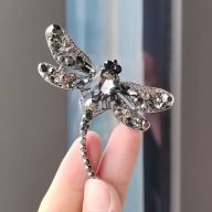 BROSZKA PRZYPINKA szara motylek WAŻKA owad kamienie szlachetne kryształki